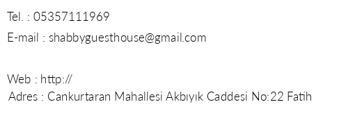Shabby Guesthouse telefon numaralar, faks, e-mail, posta adresi ve iletiim bilgileri